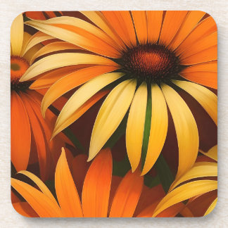 Royal Orange Coneflowers Beverage Coaster