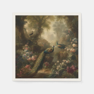 Royal Orchard Peacock Trio Dining Accent Napkins