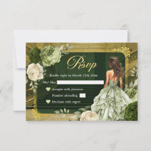 Royal Palace Ivory Sage Green MiS Quince RSVP Card