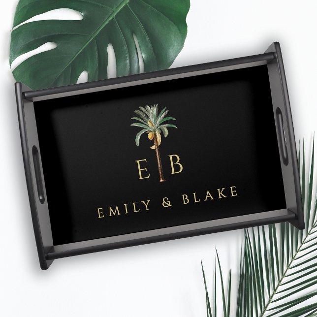 Royal Palm Elegant Tropical Wedding Logo Serving Tray (Creator Uploaded)