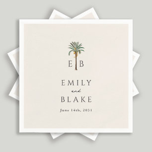 Royal Palm Logo Elegant Tropical Monogram Wedding Napkins
