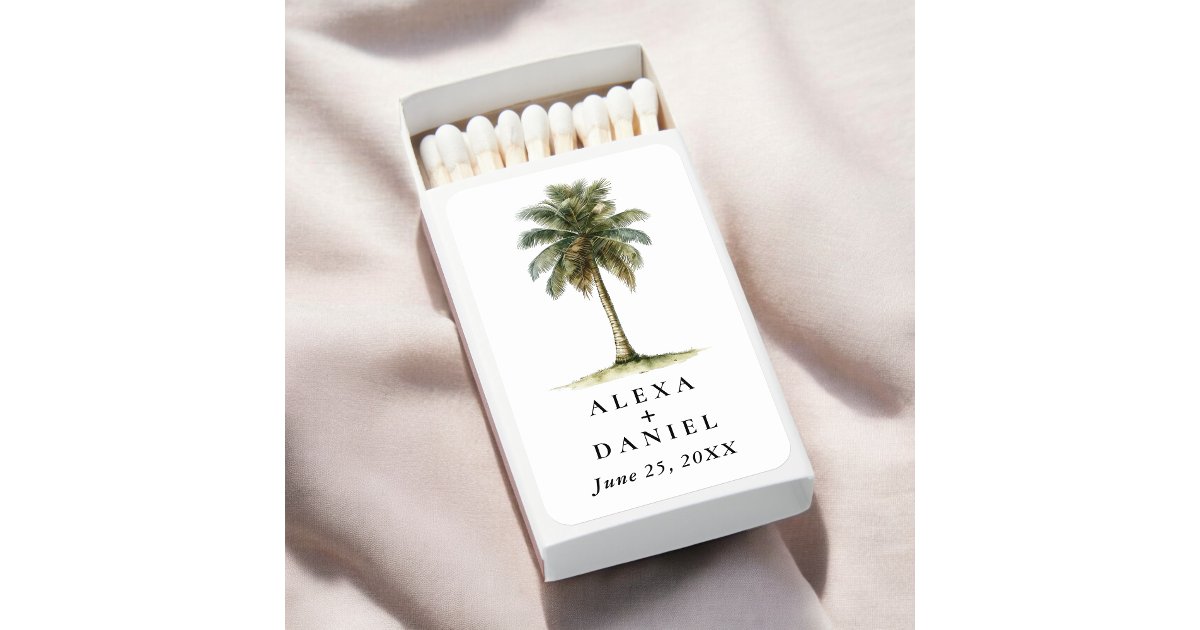 Royal Palm Tree Tropical Wedding Matchboxes | Zazzle