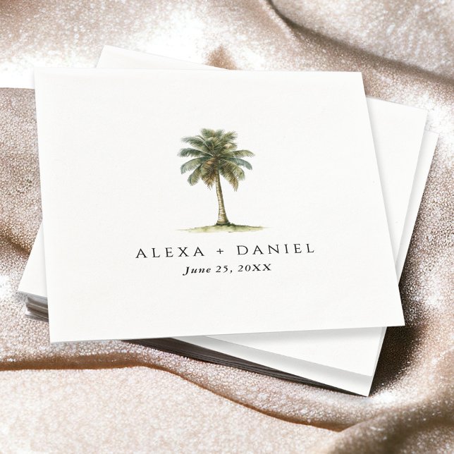 Royal Palm Tree Tropical Wedding Napkins (Creator Uploaded)