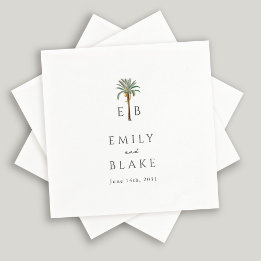 Royal Palm Tropical Classic Monogram Wedding Napkins