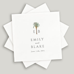 Royal Palm Tropical Classic Monogram Wedding Napkins