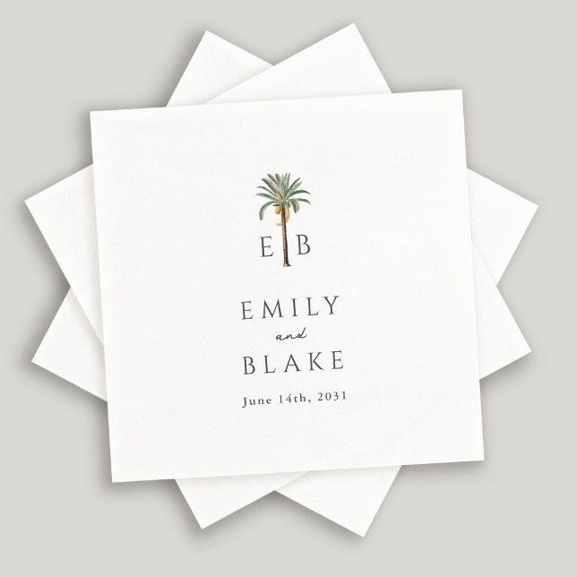 Royal Palm Tropical Classic Monogram Wedding Napkins (Creator Uploaded)