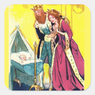 royal parents and royal baby square sticker