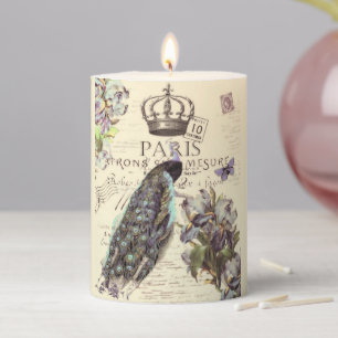 Royal Paris peacock Pillar Candle