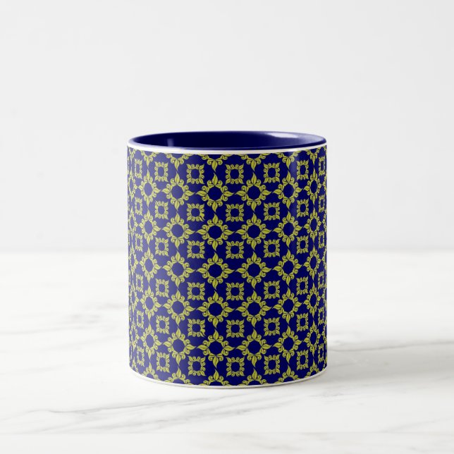 Royal Pattern Blue/Gold Two-Tone Coffee Mug (Center)