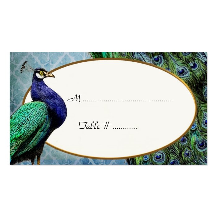 Royal Peacock Blue Place Cards Business Card Templates