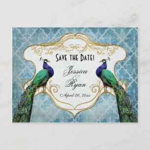 Royal Peacock Blue Save the Date Postcard