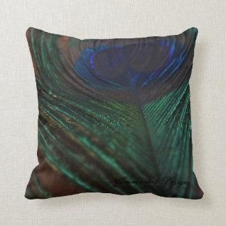 Royal Peacock Feather Throw Pillow