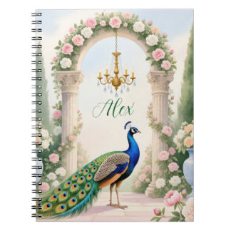 "Royal Peacock Garden" Personalized Spiral Noteboo Notebook