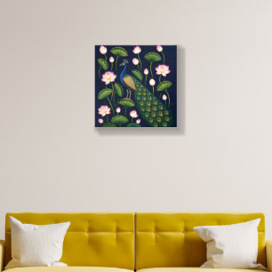 Royal Peacock & Lotus Pichwai Wall Art Foam Core Photo Tile