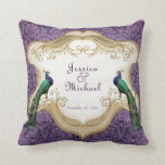 Royal Peacock (Purple) Personalized Anniversary Throw Pillow<br><div class="desc">In some cultures the peacock is regarded as a guardian of royalty,  in others it represents kindness,  compassion and eternal life. This beautiful bird is a perfect symbol for marriage and new beginnings. See our entire Royal Peacock suite of products in several different colors.</div>