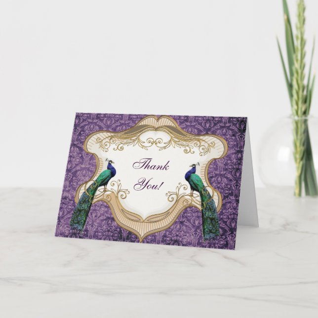 Royal Peacock (Purple) Thank You/Greeting Card (Front)