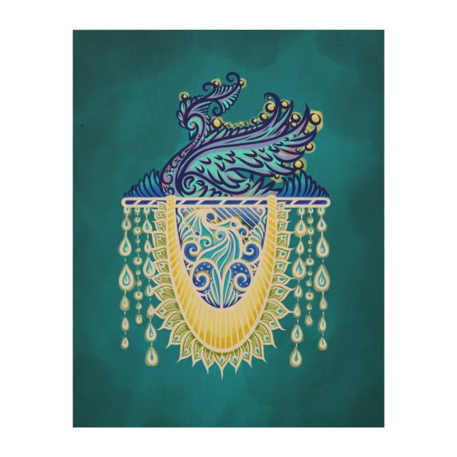 Royal Peacock Radiance Wood Wall Art (Front)