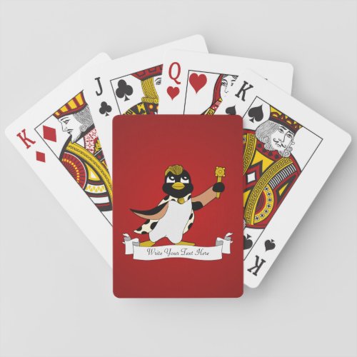 Royal penguin cartoon poker cards