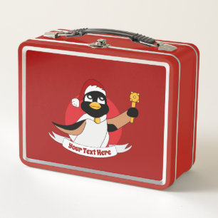 Royal penguin Christmas cartoon Metal Lunch Box