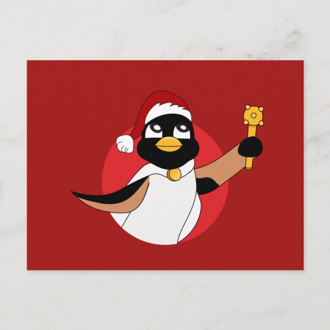 Royal penguin Christmas cartoon Postcard (Front)