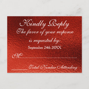 Royal Personalized RSVP Red Shiny Postcard
