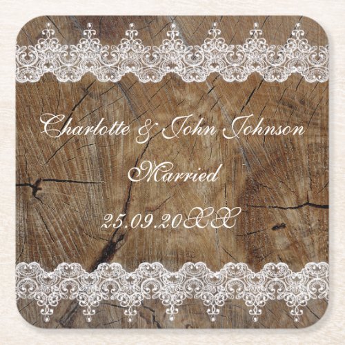 Royal Personalized Rustic Lace Save The  Coasters