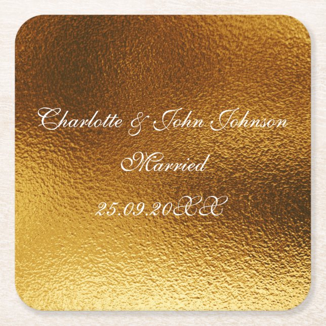 Royal Personalized Shiny Gold Save The  Coasters (Front)
