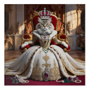 Royal Pet Queen Portrait - Luxurious Digital Art