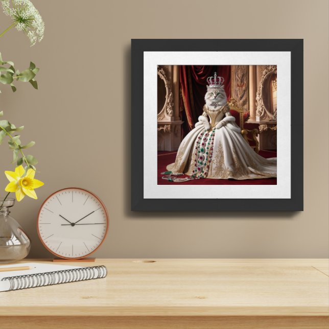 Royal Pet Queen Portrait - Luxurious Digital Art  Framed Art (Table Top)