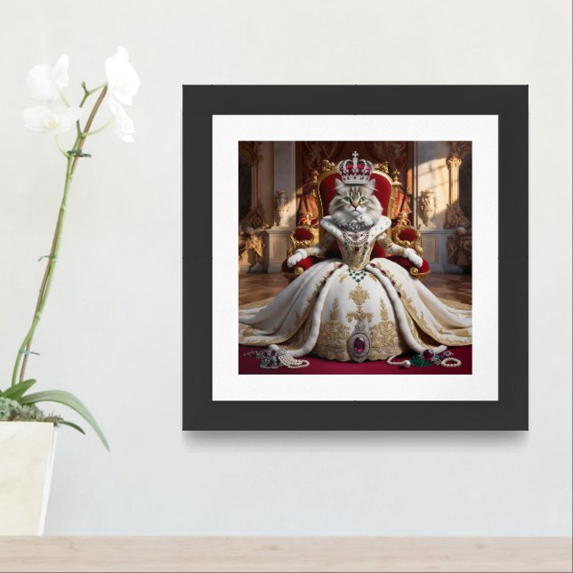Royal Pet Queen Portrait - Luxurious Digital Art  Framed Art (Entryway)