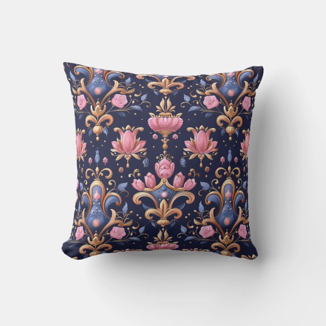 Royal Pink Roses Princescore Throw Pillow (Front)