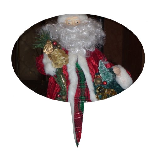 Royal Plaid Hohoho Santa Merry Christmas  Cake Topper