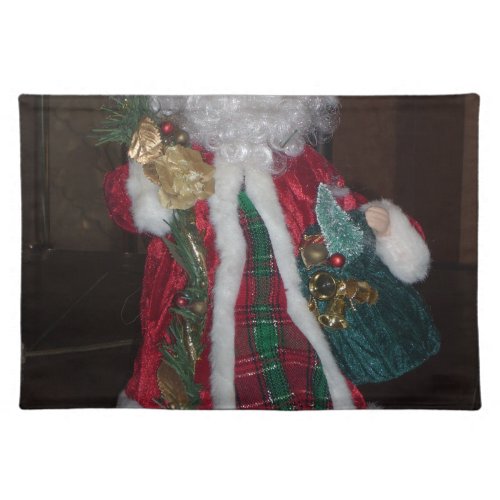 Royal Plaid Hohoho Santa Merry Christmas  Cloth Placemat