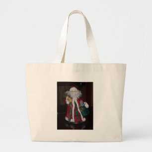 Royal Plaid Hohoho Santa Merry Christmas Large Tote Bag