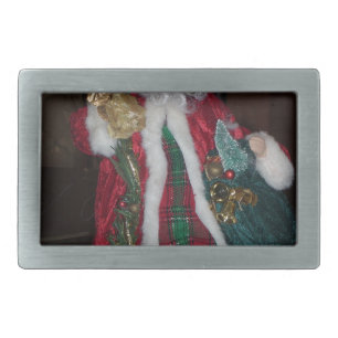 Royal Plaid Hohoho Santa Merry Christmas  Rectangular Belt Buckle