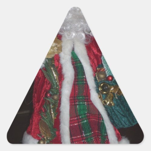 Royal Plaid Hohoho Santa Merry Christmas  Triangle Sticker
