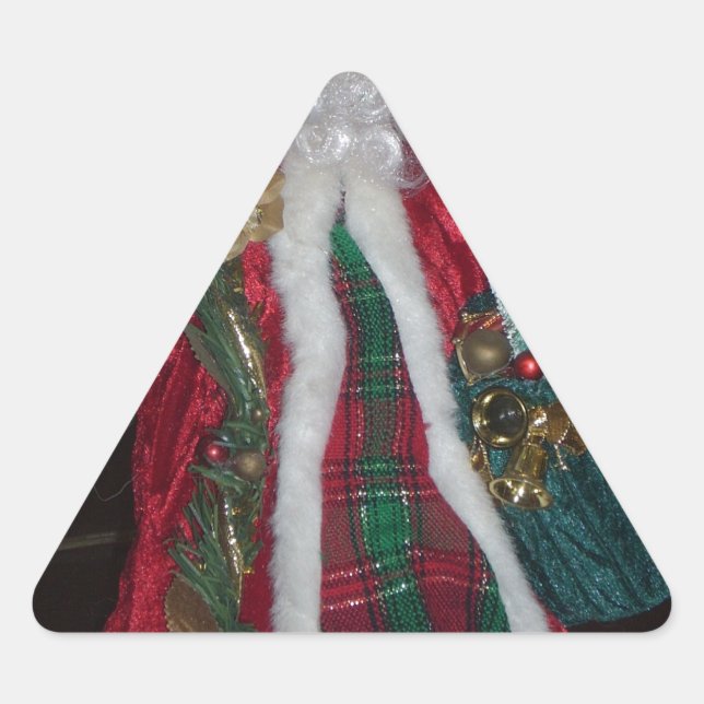 Royal Plaid Hohoho Santa Merry Christmas  Triangle Sticker (Front)
