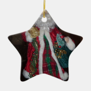 Royal Plaid Santa Collection. Ceramic Ornament