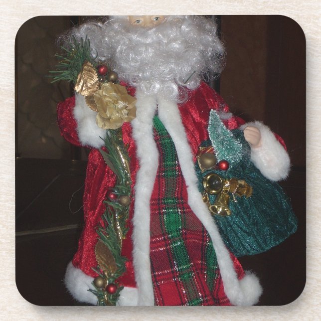 Royal Plaid Santa Collection. Drink Coaster (Front)