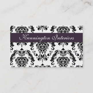 Royal Plum Purple Black Damask Lace Business Cards