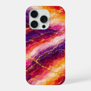 Royal Plum & Raspberry Marble with Gold Veining iPhone 15 Pro Case