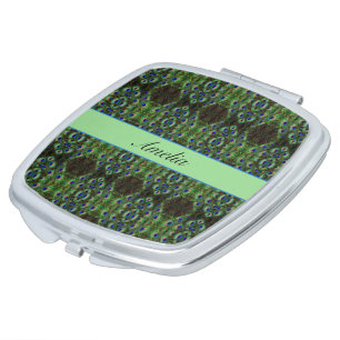 Royal Plumage - Luxe Peacock Feather Pattern  Compact Mirror