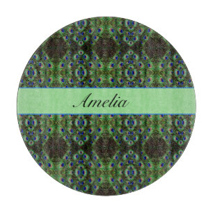 Royal Plumage - Luxe Peacock Feather Pattern Cutting Board