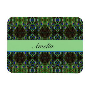 Royal Plumage - Luxe Peacock Feather Pattern Magnet