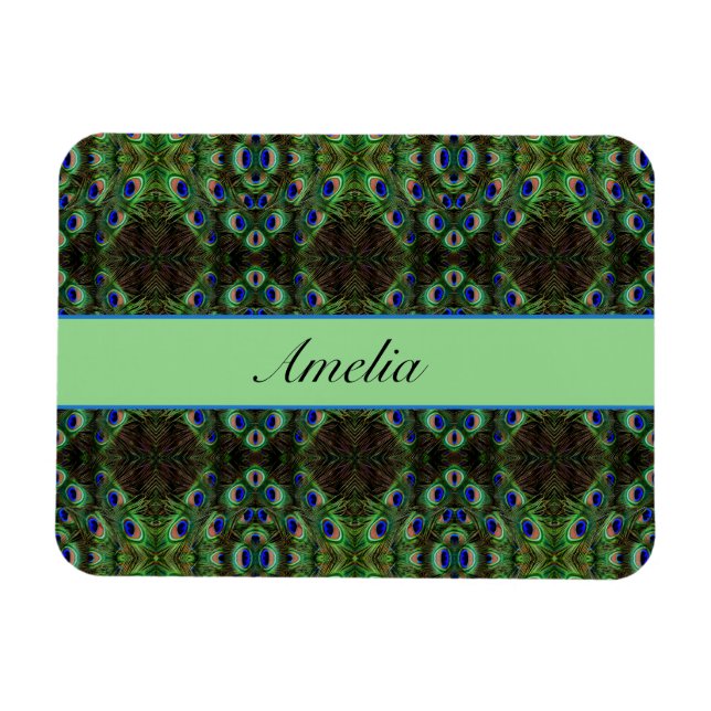 Royal Plumage - Luxe Peacock Feather Pattern  Magnet (Horizontal)