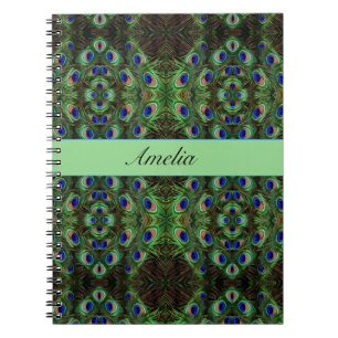 Royal Plumage - Luxe Peacock Feather Pattern Notebook