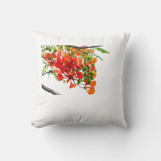 Royal Poinciana Gulmohar Floral Throw Pillow Cover
