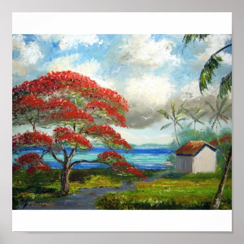 Royal Poinciana  Palm Trees Poster