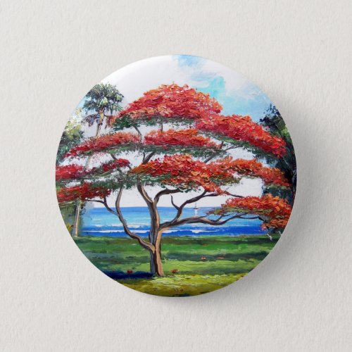 Royal Poinciana Tree Art Button