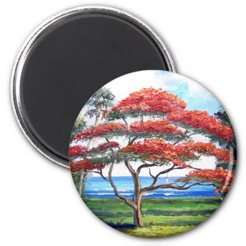 Royal Poinciana Tree Art Magnet